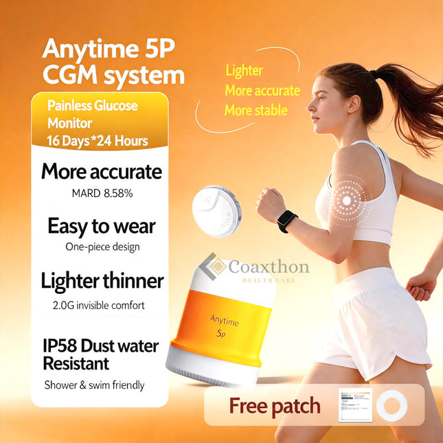 16 days CGMs Yuwell Anytime 5P Continuous Blood Glucose Monitoring System Glucometer Diabetes Sensor APP for Andriod Bluetooth