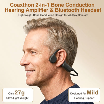Multi-Channel Rechargeable Bone Conduction Hearing Aids Headset Noise Reduction Open-Ear Hearing Bluetooth Headphones for deaf
