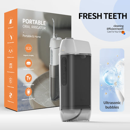 Cordless Travel Water Flosser 230mL Compact Rechargeable Oral Irrigator for Teeth Clean IPX7 Waterproof Dental Spa Jet 3 Modes