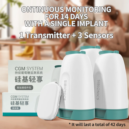 Sibionics GS01-P2 Dynamic Blood Glucose Meter 1 Transmitter & 3 Sensors Set for 42 Days CGMs Blood Glucose Sensor Only Android APP