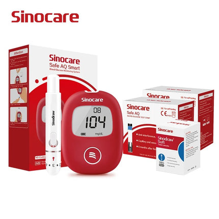 Sinocare Safe AQ Smart Mg/dL Mmol/L Blood Glucose Meter for Diabetes Glucometer Kit Test Strips Lancets Blood Sugar Accurate Test
