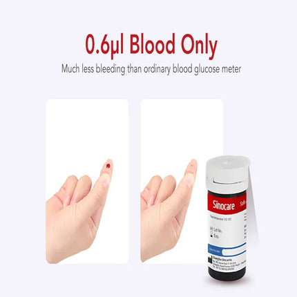 Sinocare Safe AQ Smart Mg/dL Mmol/L Blood Glucose Meter for Diabetes Glucometer Kit Test Strips Lancets Blood Sugar Accurate Test