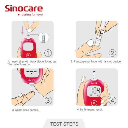 Sinocare Safe AQ Smart Mg/dL Mmol/L Blood Glucose Meter for Diabetes Glucometer Kit Test Strips Lancets Blood Sugar Accurate Test