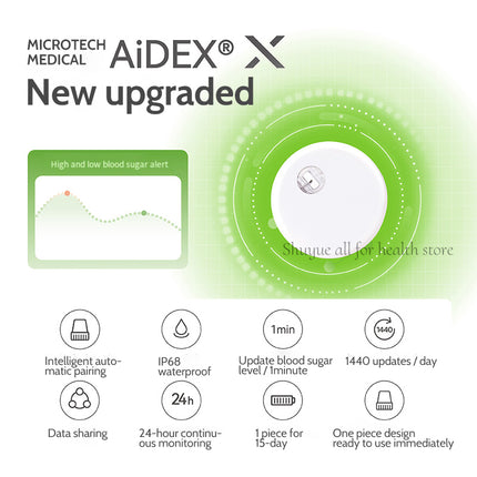 Aidex x Sensor 15 days Continuous Dynamic Glucose Monitoring System Aidex Glucose Meter No finger pricking Diabetes Sugar Monitor Glucose Tester