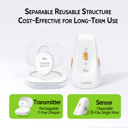 Split-type CGM Anytime 4-SE CGM Continuous Glucose Monitoring System Diabetes Care Blood Glucose Sensor Daily Blood Tracking