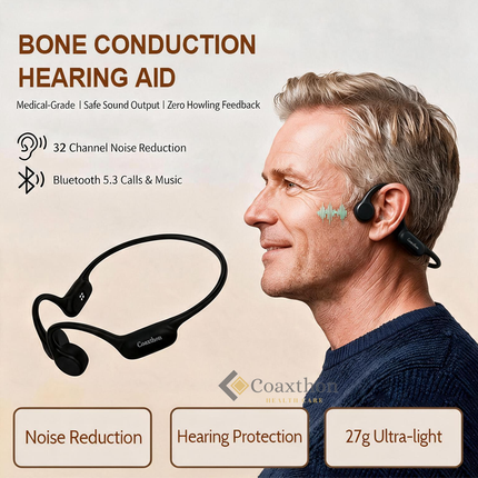 Multi-Channel Rechargeable Bone Conduction Hearing Aids Headset Noise Reduction Open-Ear Hearing Bluetooth Headphones for deaf