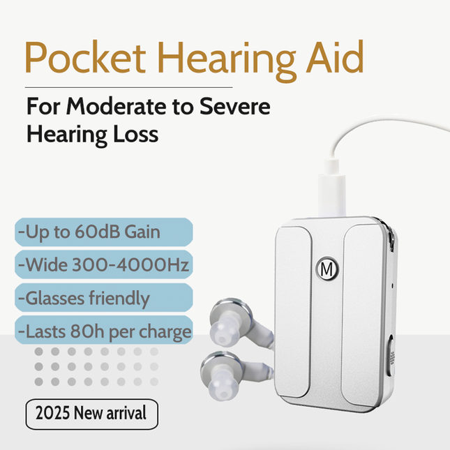 Powerful Rechargeable Hearing Aids for seniors Moderate to severe Deafness Headphones Portable Pocket Talker Sound Amplifier