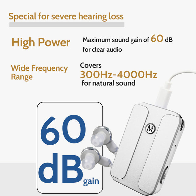 Powerful Rechargeable Hearing Aids for seniors Moderate to severe Deafness Headphones Portable Pocket Talker Sound Amplifier